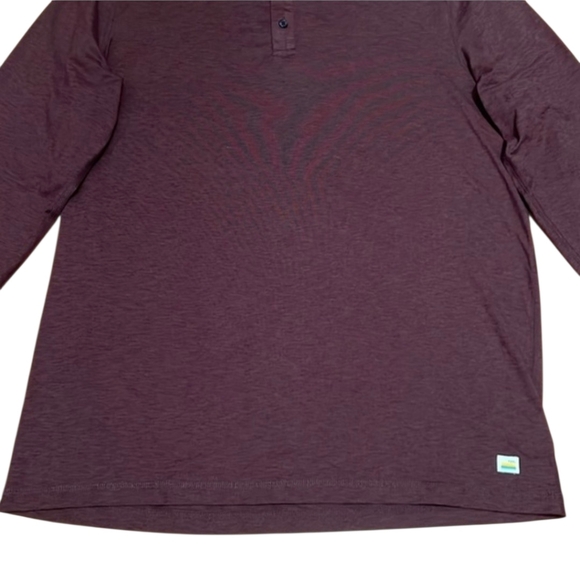 Vuori Long Sleeve Ease Performance Henley in Mahogany Heather - Picture 5 of 9
